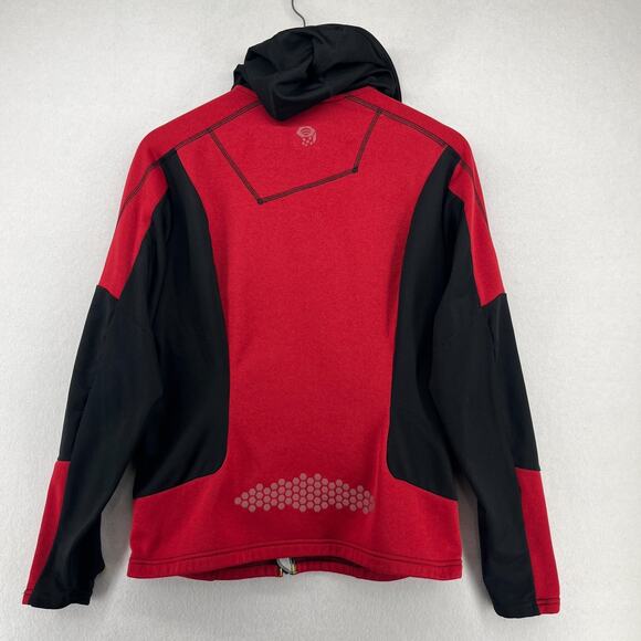 MOUNTAIN HARDWEAR Jacket Mens M Fleece Full Zip Hoodie Thumbholes Red - Picture 2 of 15